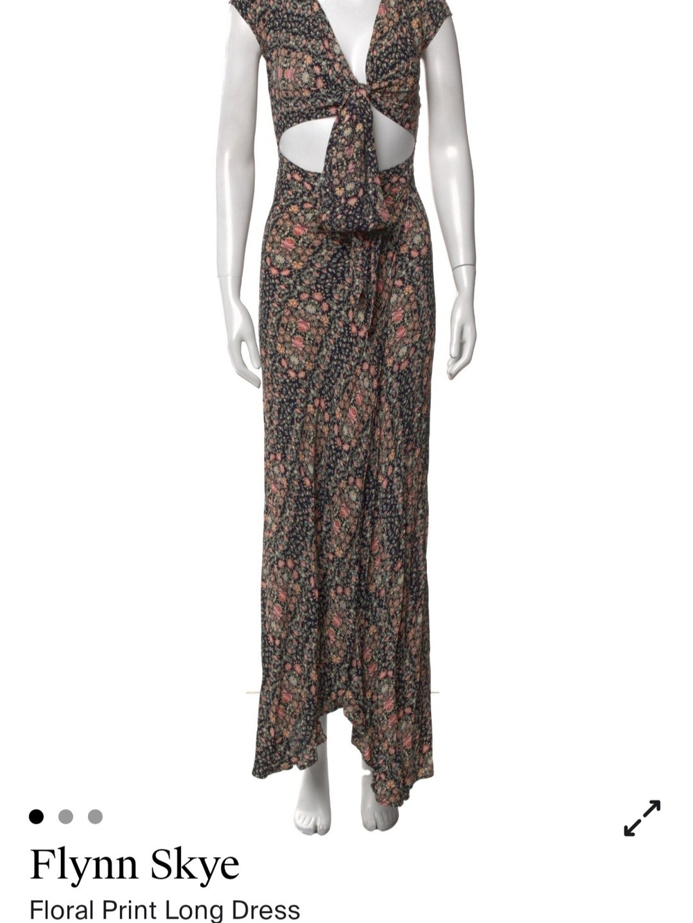 Flynn Skye Floral Cutout Maxi Dress - Black with Pink Floral